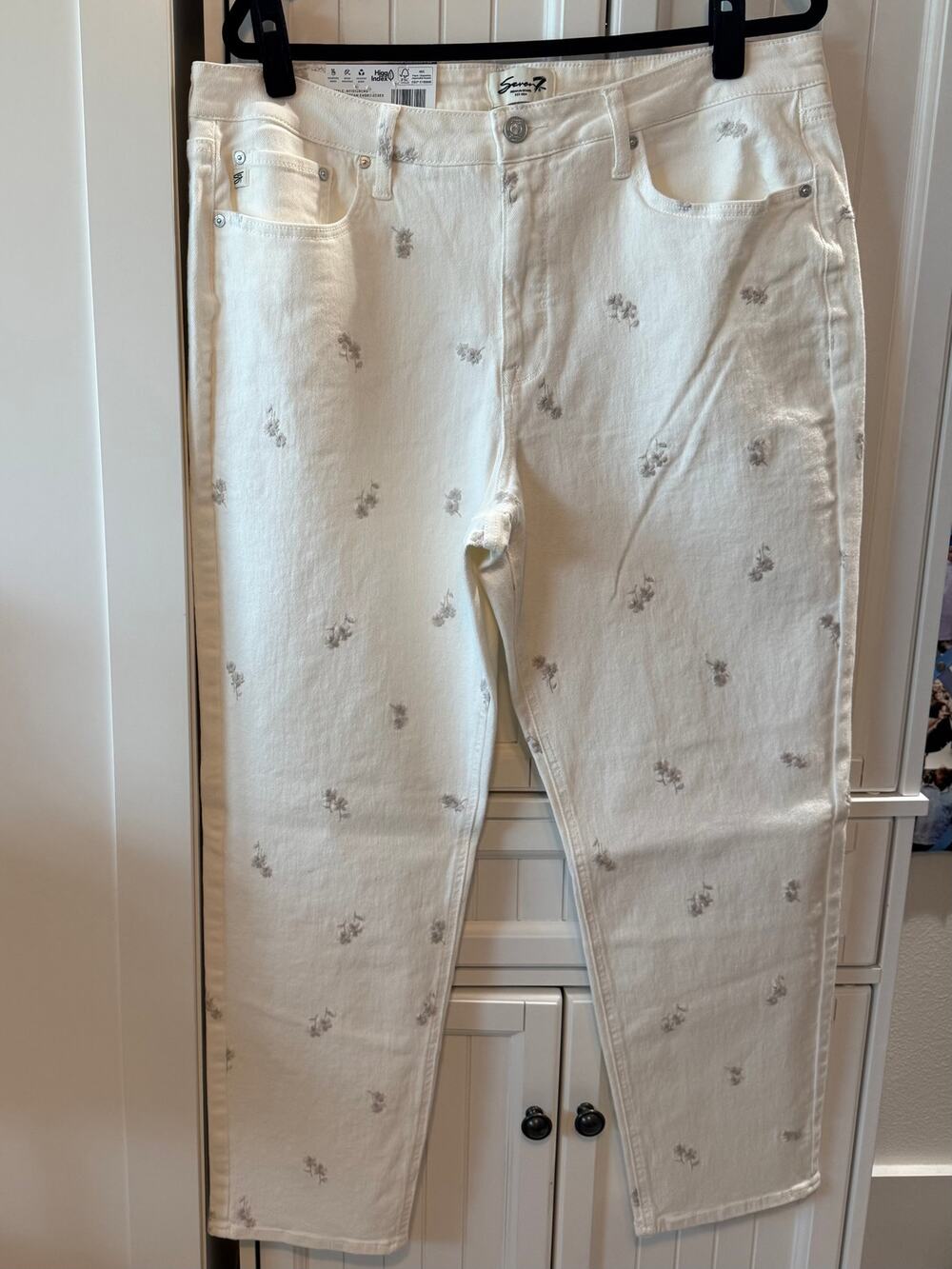 Seven 7 High Waist Ankle Straight Leg Jeans white size 16 NWT